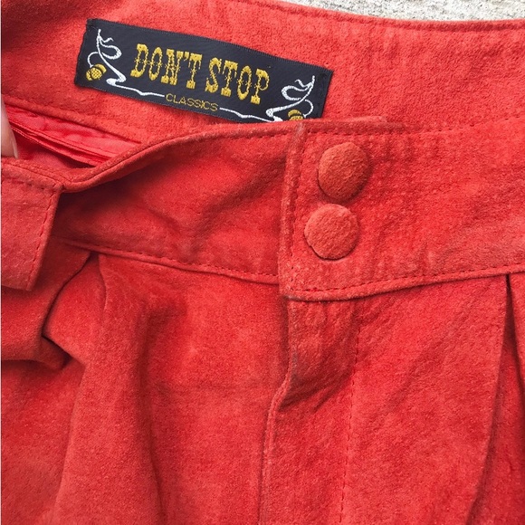 Red/Orange Vintage Genuine Suede Shorts - Picture 2 of 5